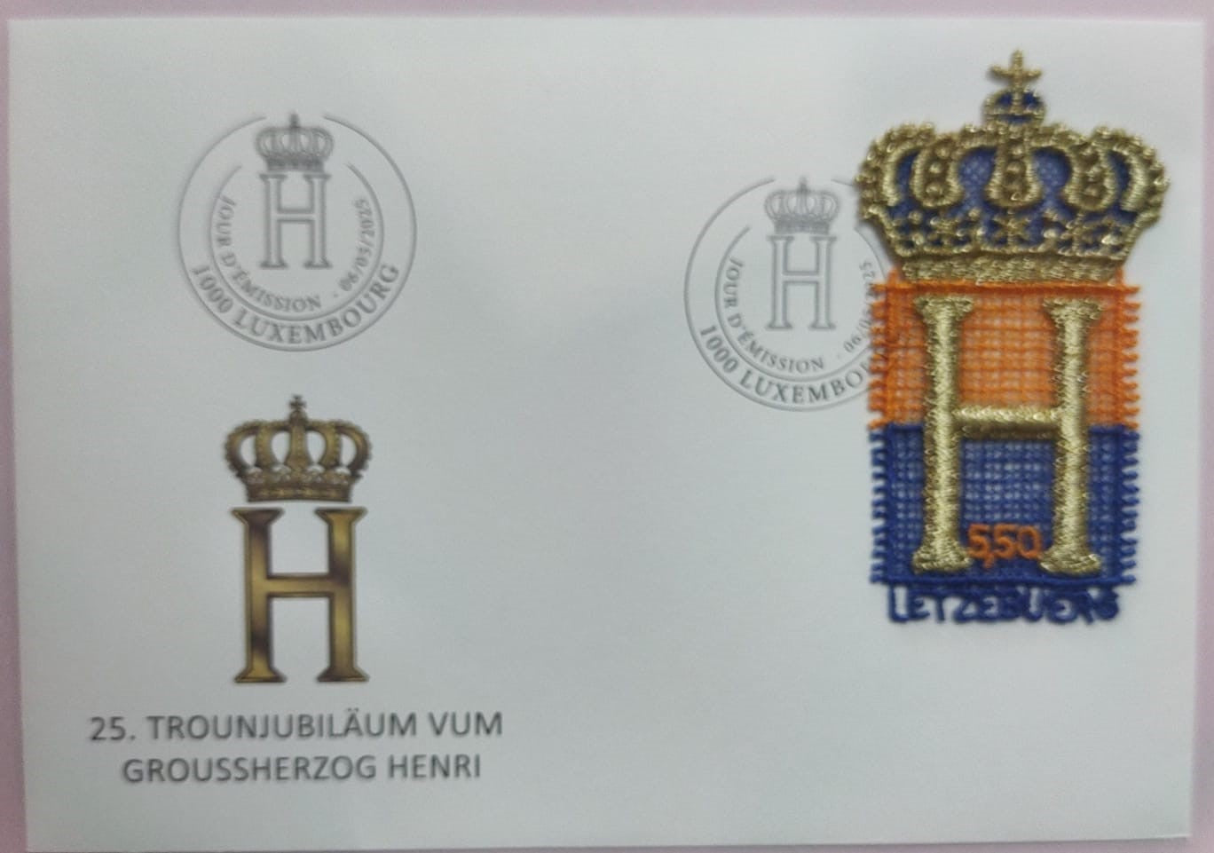 Luxembourg 's first embroidery stamp-FDC