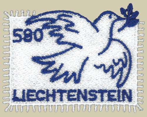 Liechtenstein 🇱🇮 beautiful odd shaped embroidery stamp  Depicting peace 🕊️ Dove