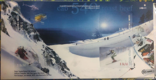 2008 Finland- unique Lenticular ms- Moving images on Ice skating and games.  Big sized MS with 4 stamps . Beautiful.