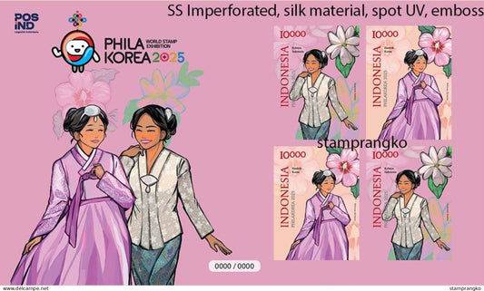 Set of three unusual sheets from Indonesia 2025 Phila Korea 2025 Traditional Dresses Silk Stamps