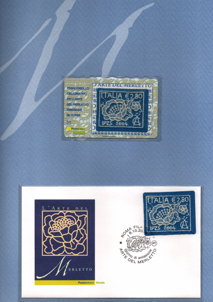 Italy embroidery stamp issued in 2004-Full set in special folder