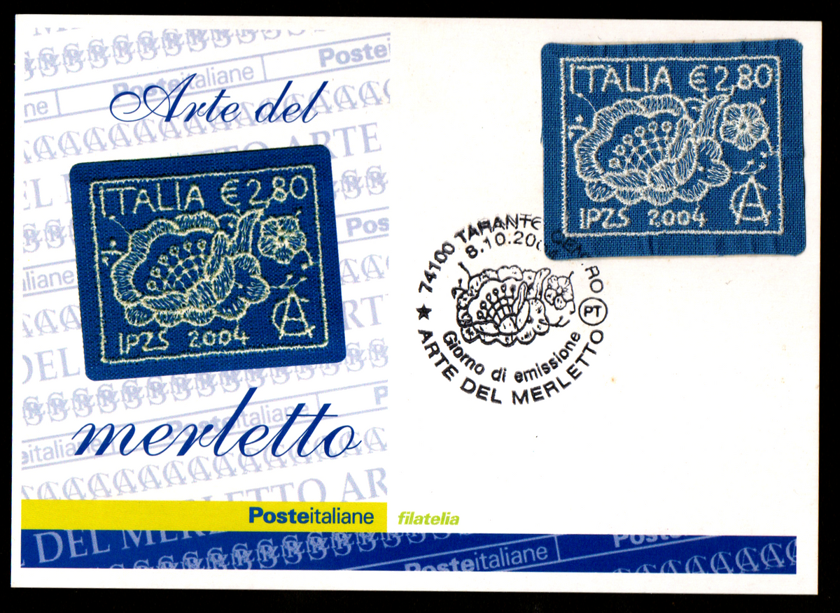 Italy embroidery stamp issued in 2004-Full set in special folder