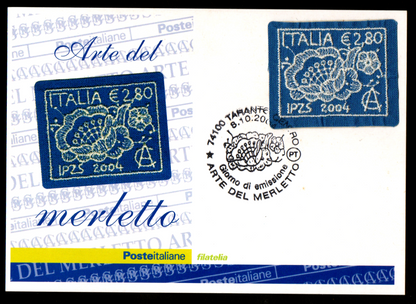 Italy embroidery stamp issued in 2004-Full set in special folder