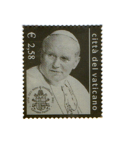 Vatican pure silver stamp on Pope John Paul ii , in a small folder.