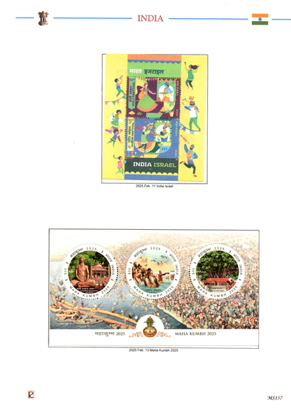 India Miniature sheet album from 1951 to 2025 in 2 volume ring binders (4 rings) with dust covers