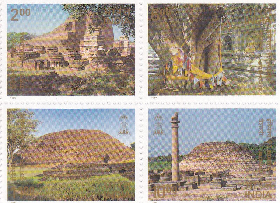 India mint-1997 'INDEPEX'97',International Stamp Exhibition ,New Delhi Buddhist Cultural Sities (Setenant B4)