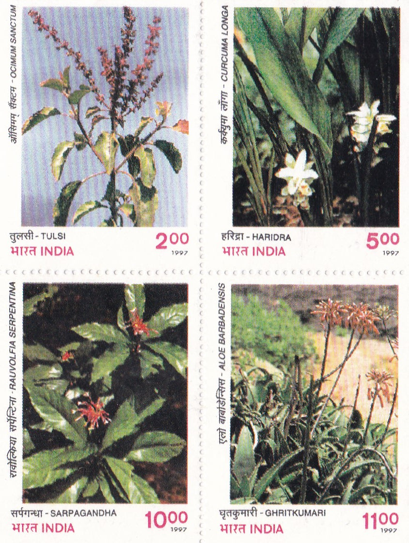 India mint-1997 Indian Medicinal Plants (Setenant B4)