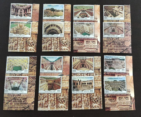 India 2017 stepwells complete set of single MNH stamps.