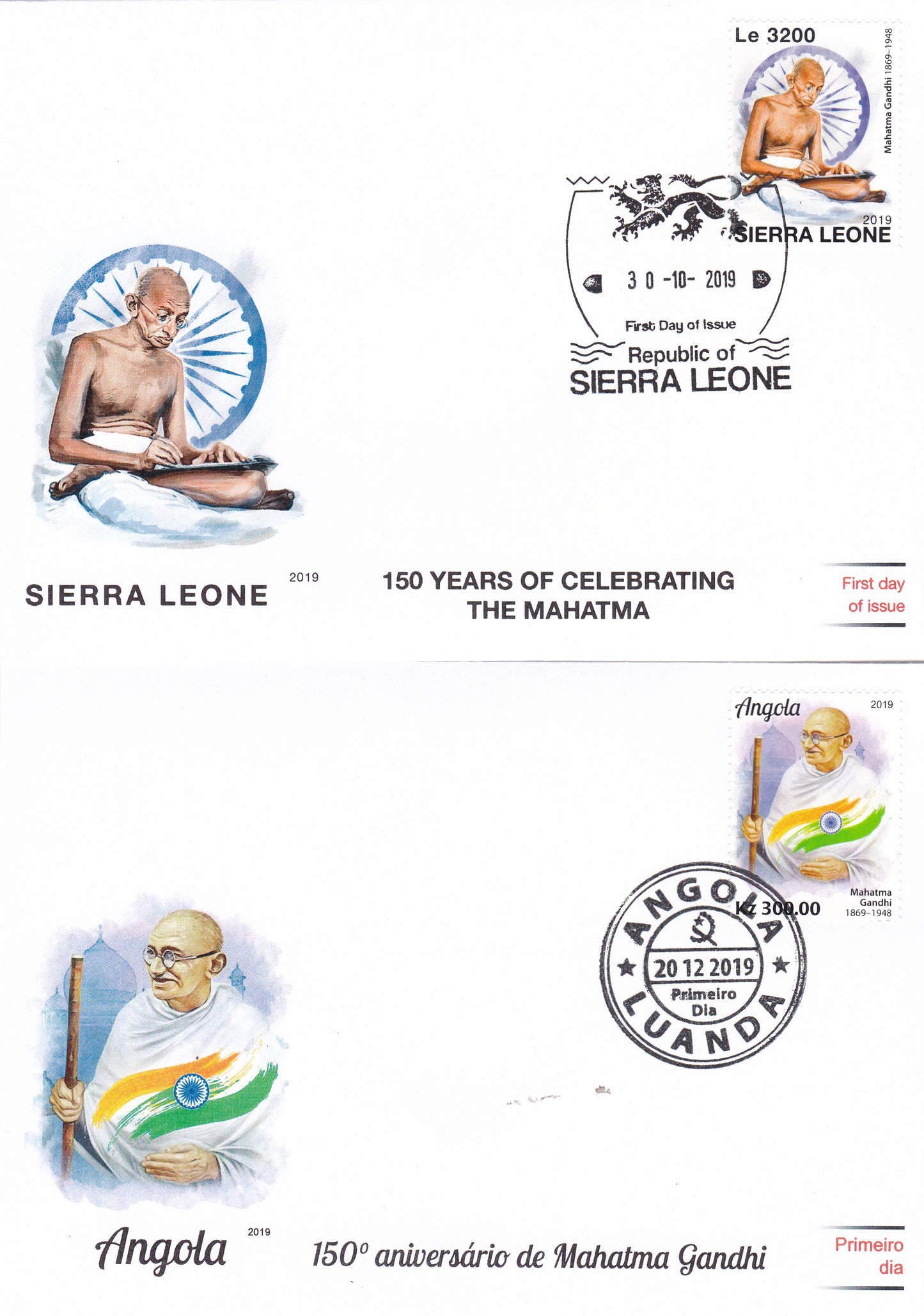 Central African 8 Countries stamps on   Gandhiji 150th Birth Anniversary-FDCs
