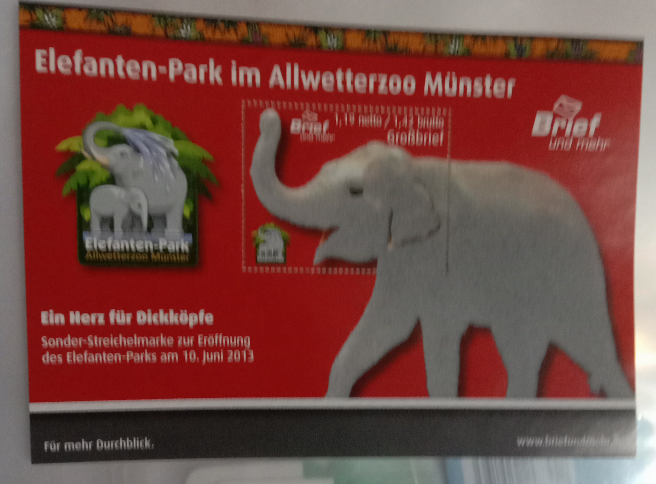 Germany stamp on elephant 🐘 

2013. Elephant is full made of flock. Feel and touch.