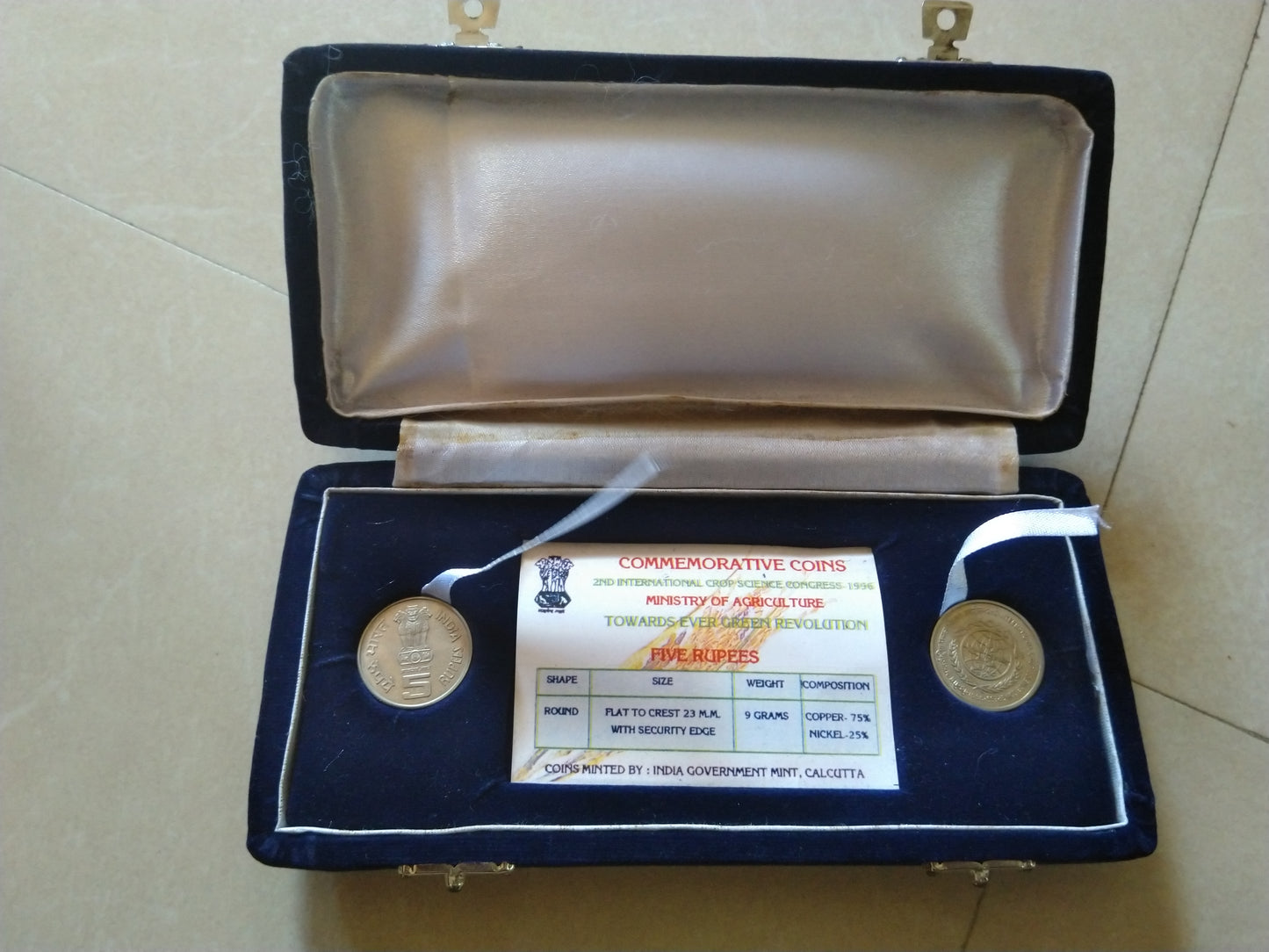 India 2nd international crop science Congress 1996 Proof coin in presentation pack