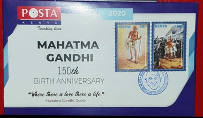 गांधी जी के 150 वर्ष समारोह-एफडीसी और ब्रोशर पर केन्या अंक।