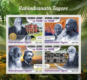 Sierra Leone 4 v ms  Gandhi ji with Rabindranath Tagore.