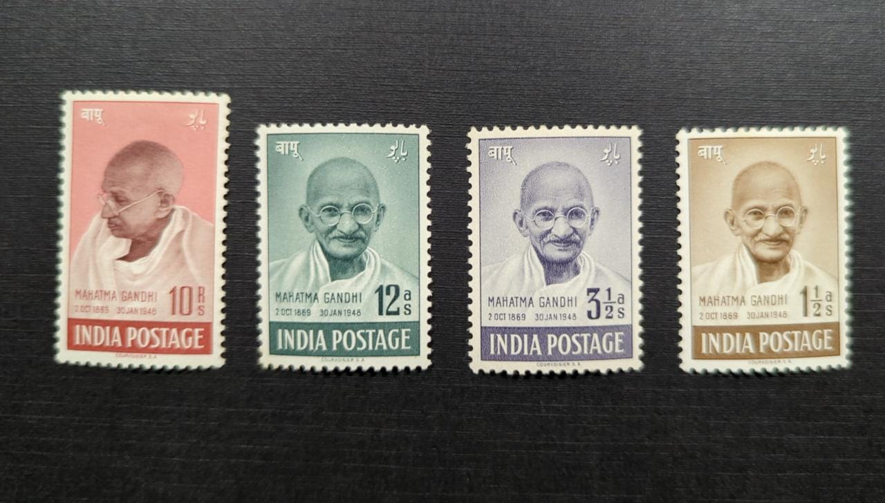 India 1948 Gandhiji 4 value set -Mint -slight hinged.