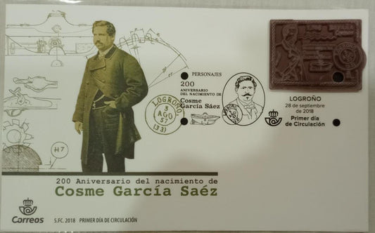 Spain-World's first and only stamp made from Rubber  FDC.