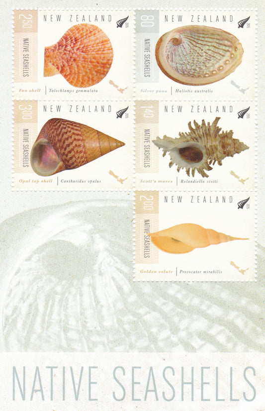 Newzealand  beautiful seashells sheetlet stamps