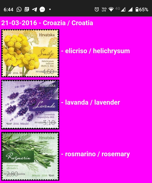 क्रोएशिया में फूलों पर 3 सुंदर सुगंधित टिकटों का सेट।