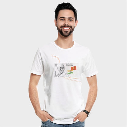 Limited Edition Gandhi Stamp Mens Tee - Exclusive Mahatma Gandhi Collector's T-Shirt