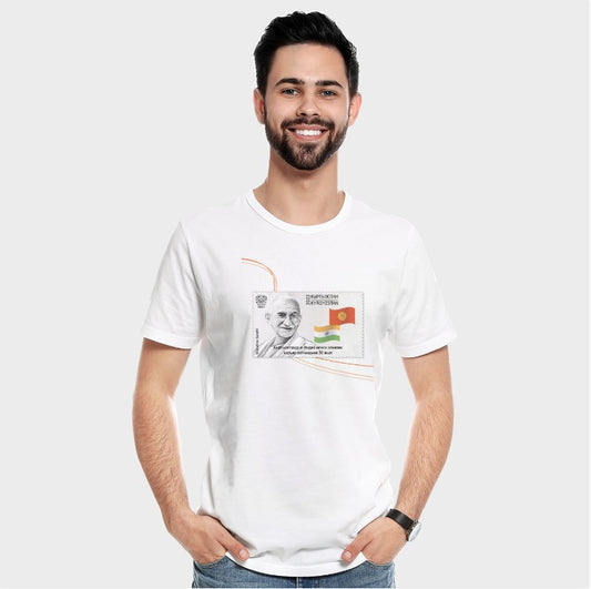 सीमित संस्करण गांधी स्टैम्प मेन्स टी - विशेष महात्मा गांधी कलेक्टर टी-शर्ट