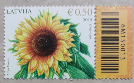 Latvia 2015 beautiful stamp on 🌻