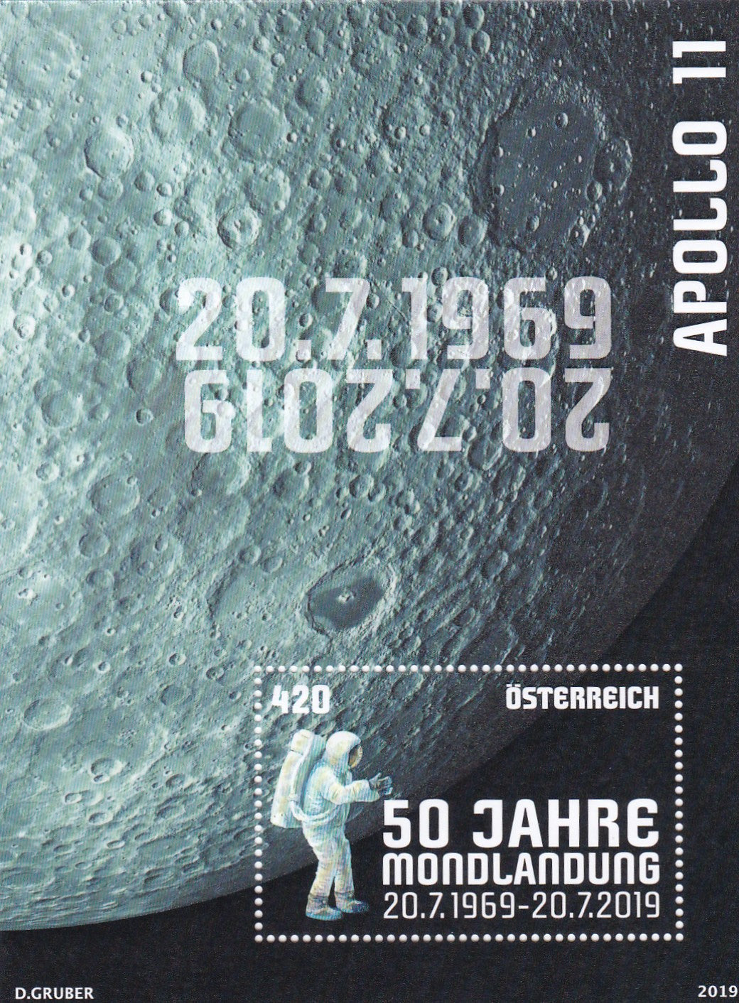 Austria 2019 - 50 Years of Moon Landing With Glow in Dark Effect MS.