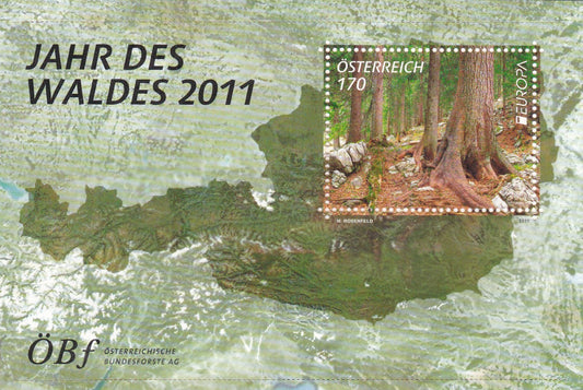ऑस्ट्रिया- टिकटों में दिखाए गए पेड़ के असली बीजों के साथ टिकटों का पुराना अंक-दुर्लभ