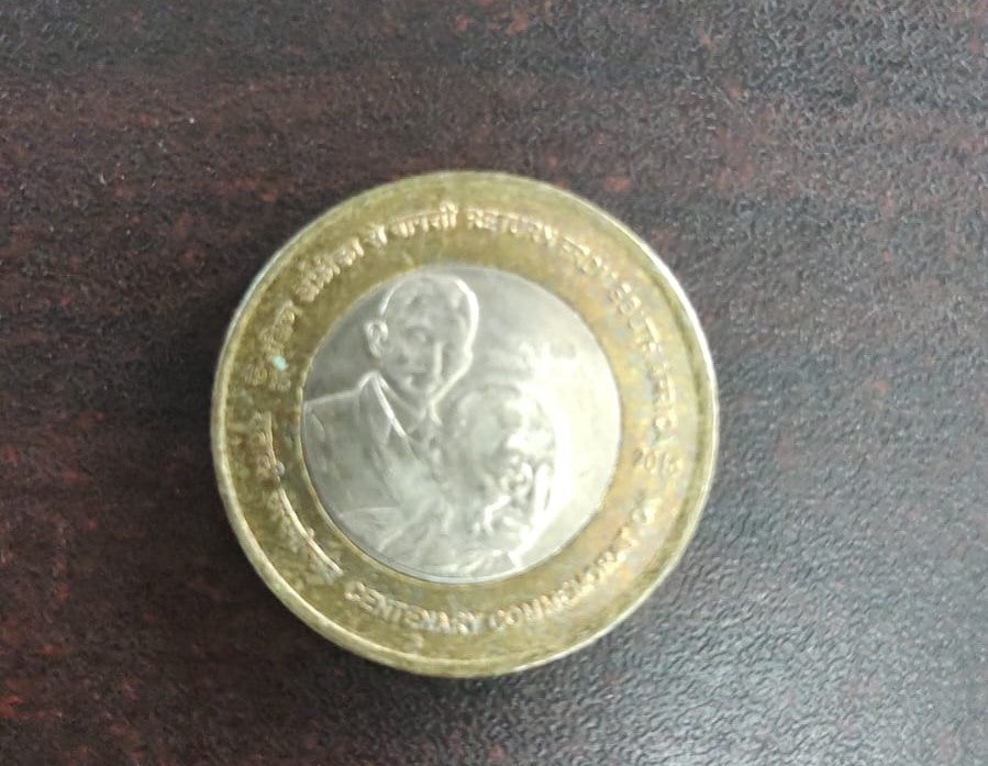 Commemorative coin on Gandhiji's return from South Africa.
