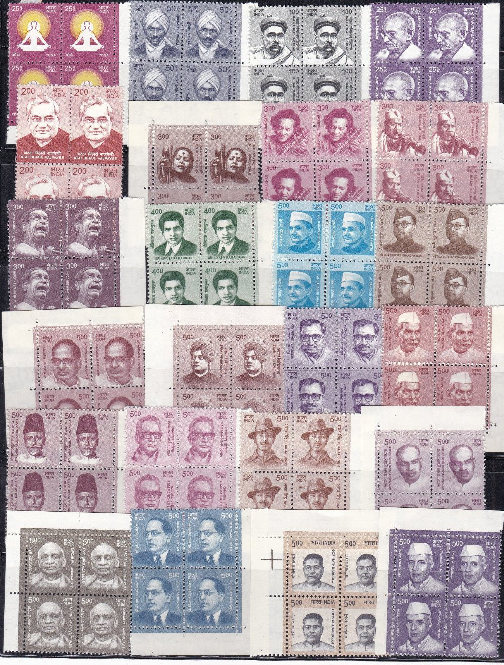 11th definitive series -Builders of Modern India-2nd issue- complete set of 28 stamps B4.