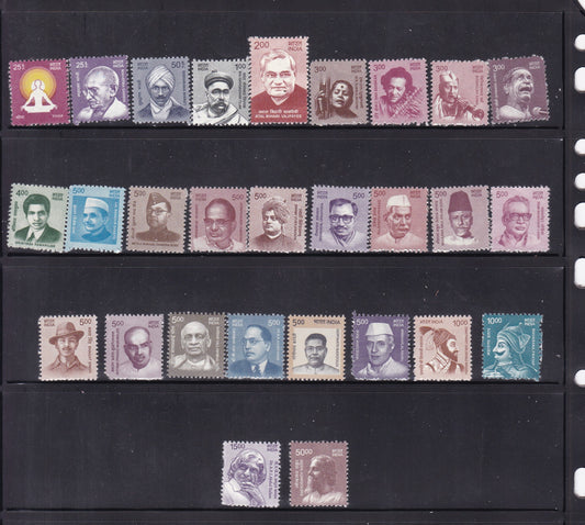 11th definitive series -Builders of Modern India-2nd issue- complete set of 28 stamps.