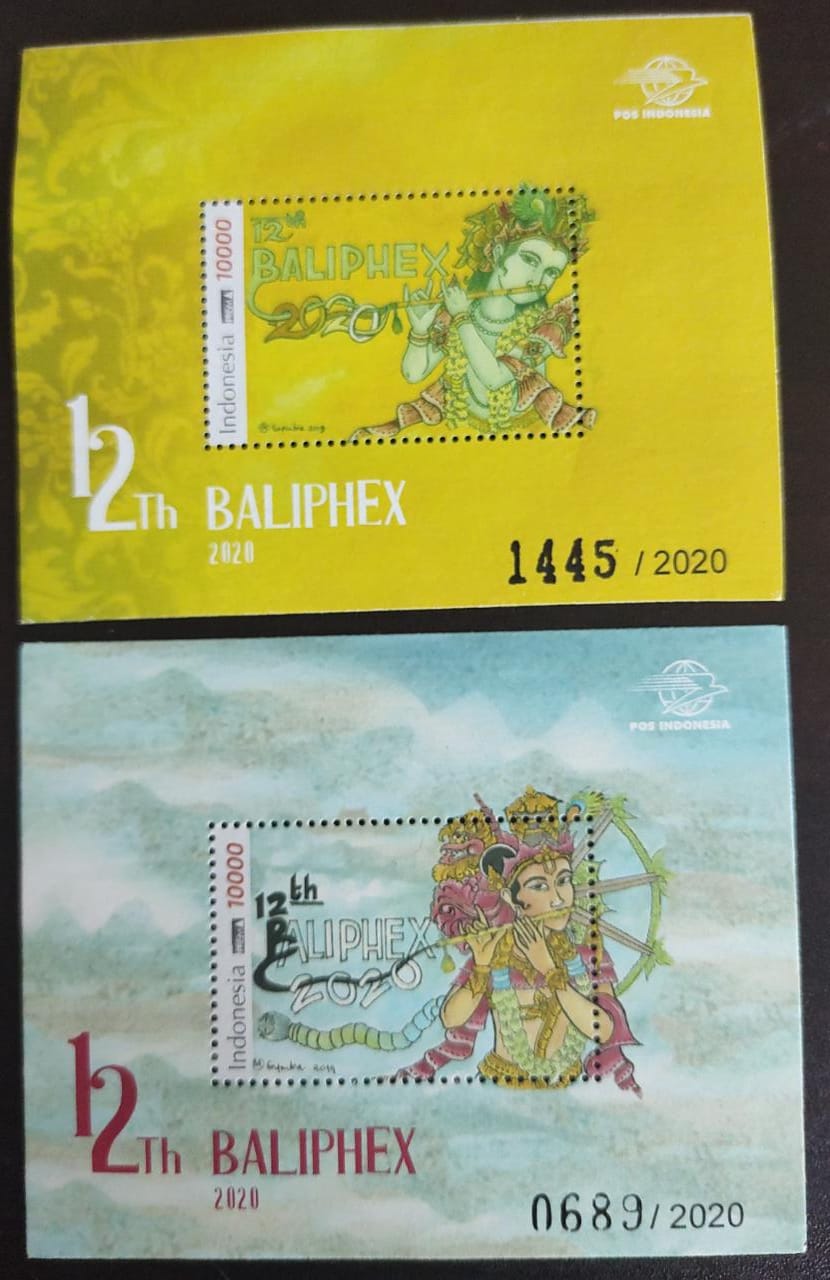 Indonesia Balipex 2020 set of 2 beautiful ms on Lord Krishna