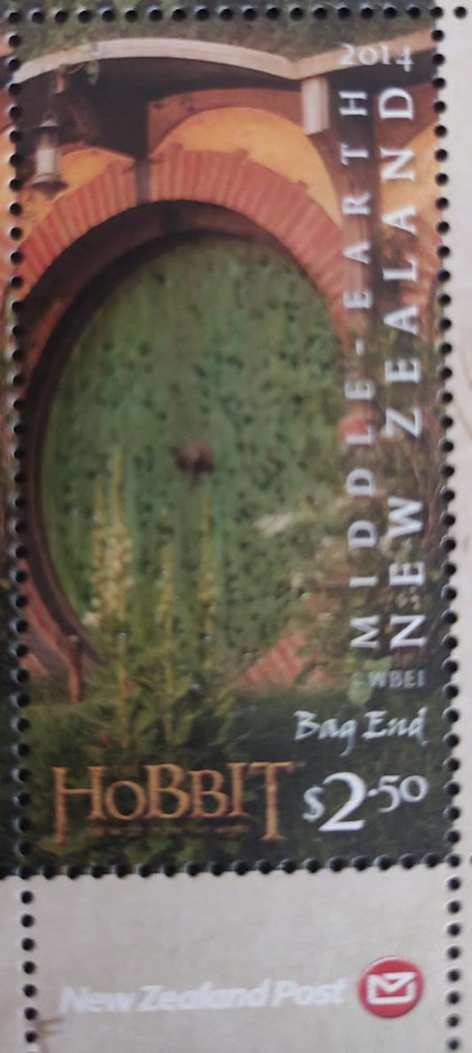 NZ stamp with real wood chips affixed on Stamp- wood taken from a movie set  .