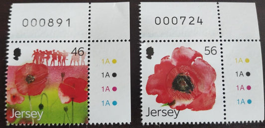 Jersey 2014 two stamps on flowers with real seeds affixed.