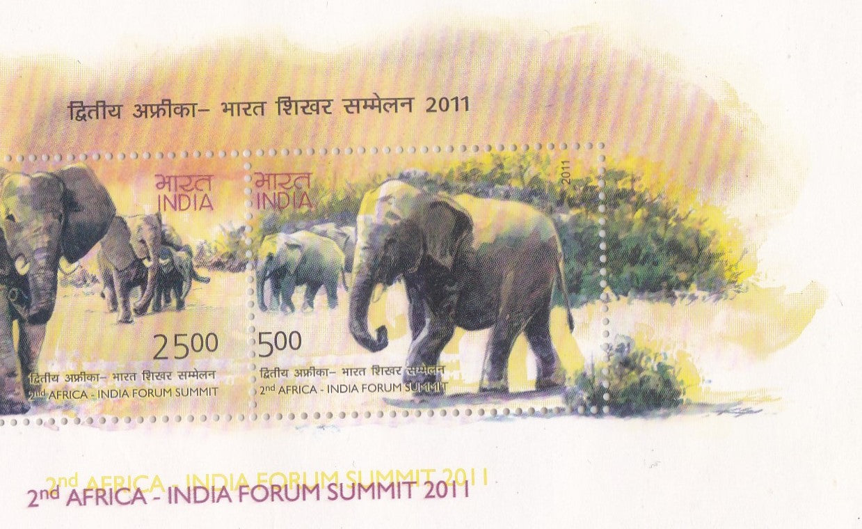 India-2011-2nd Africa -India Forum MS Printing Error-Yellow color shifted to right.