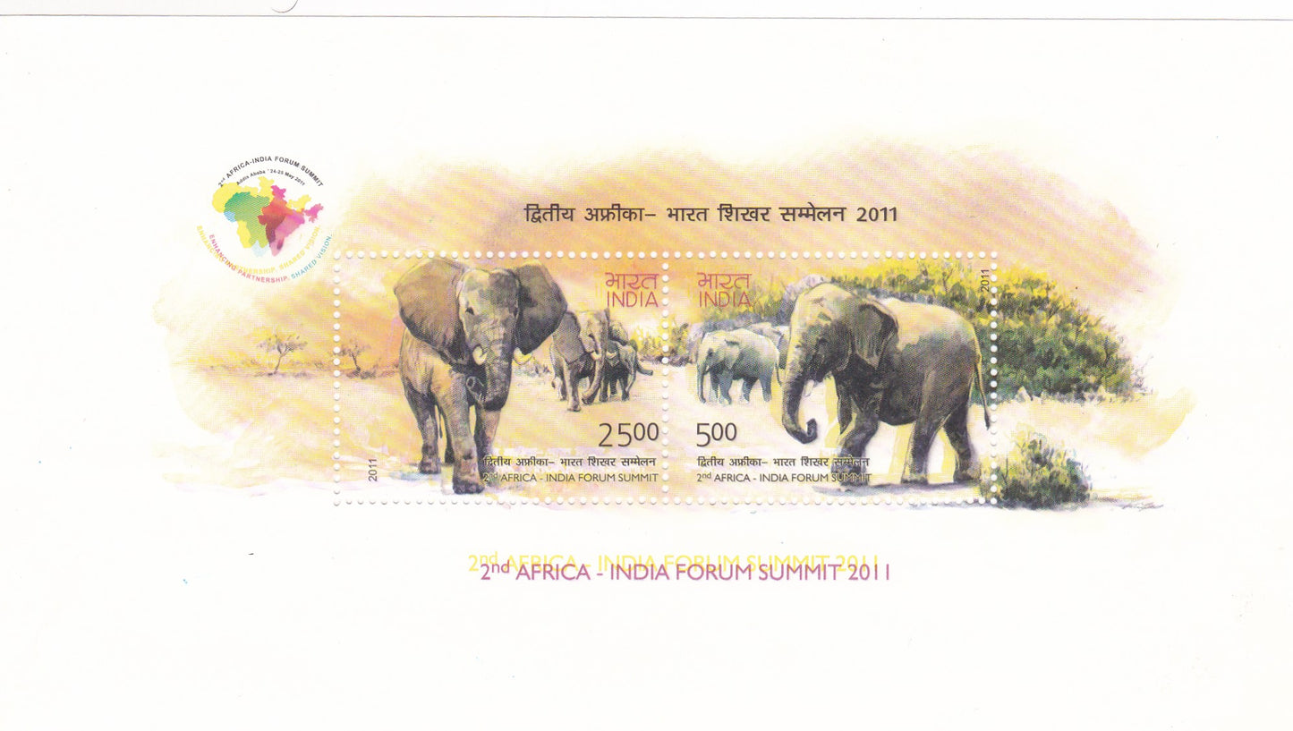 India-2011-2nd Africa -India Forum MS Printing Error-Yellow color shifted to Left