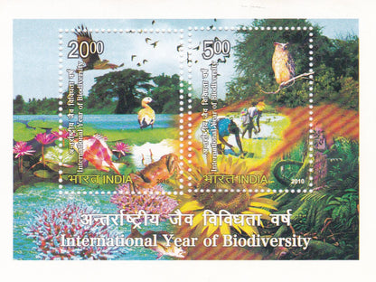 India 2010 Internation year of Biodiversity MS with Yellow color shifted error.
