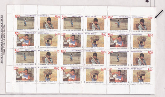 Imperf Errors -Commemoratives stop child Labour-2006