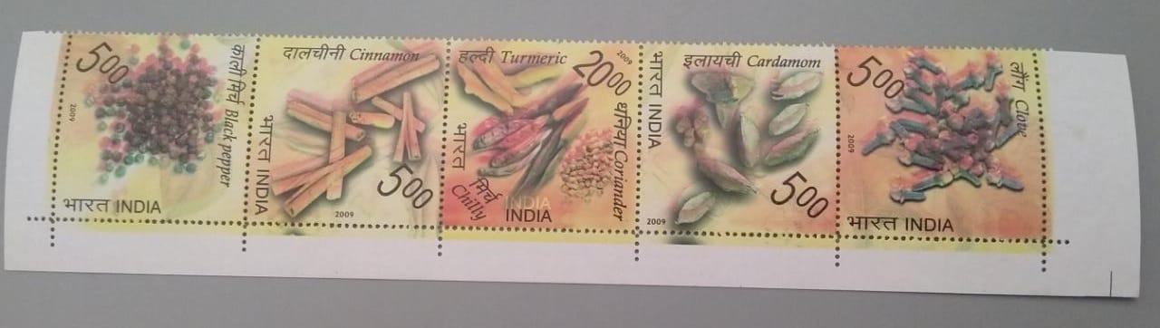 Spices of Kerala setenent stamps with very major color shifting error.