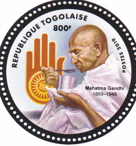 Togolaise 2019 Gandhi *round shaped stamp.