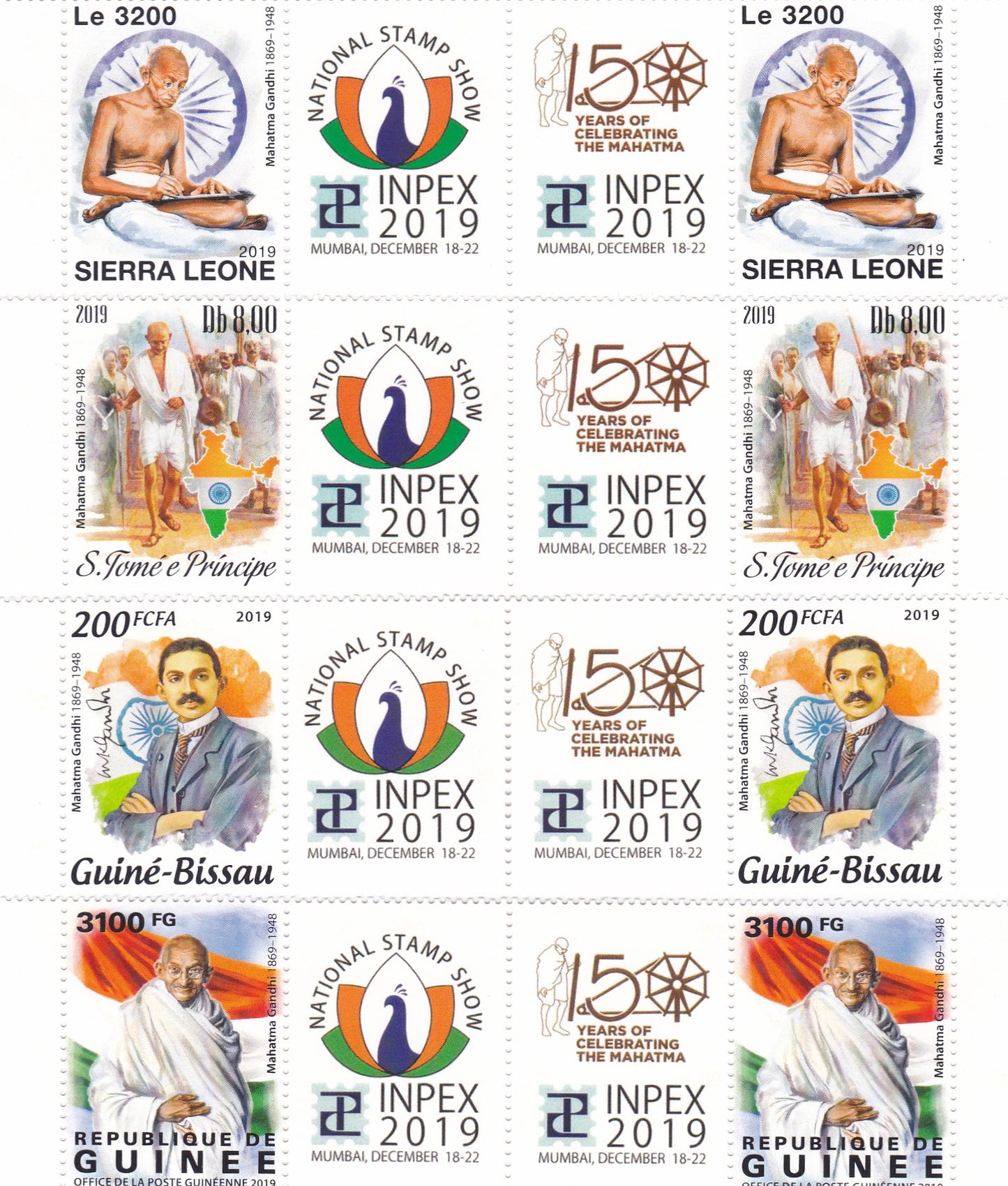 मध्य अफ्रीकी 11 देशों ने गांधीजी की 150वीं जयंती पर 2 विगनेट्स के साथ डाक टिकट जारी किए