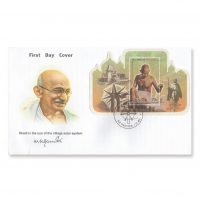 Korea-Gandhi 2018 Odd shape silk unusual MS FDC