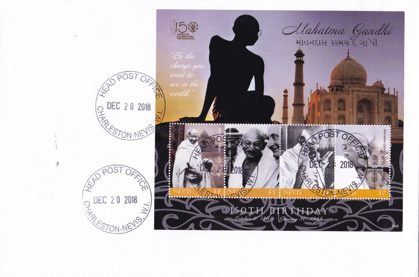 Nevis -150th Birth Anniversary of Mahatma Gandhi FDC