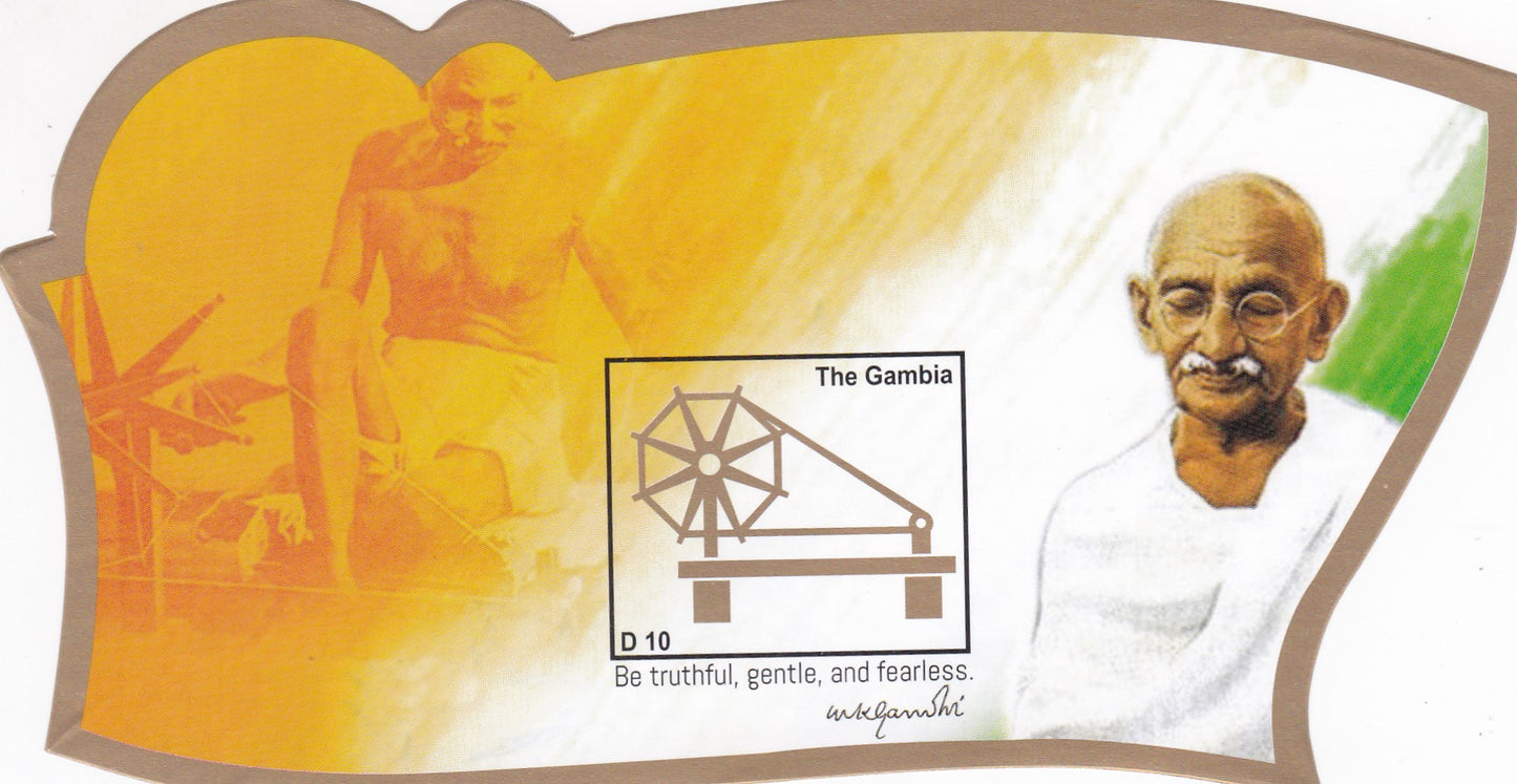 Gambia-Mahatma Gandhi  odd shaped imperf ms