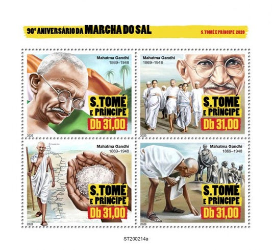 Sao Tome -Mahatma Gandhi Salt March 4V MS-2020