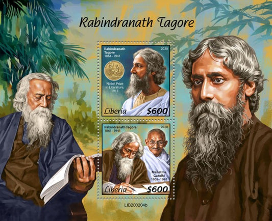 Liberia- Mahatma Gandhi & Rabindranath Tagore  2V MS-2020