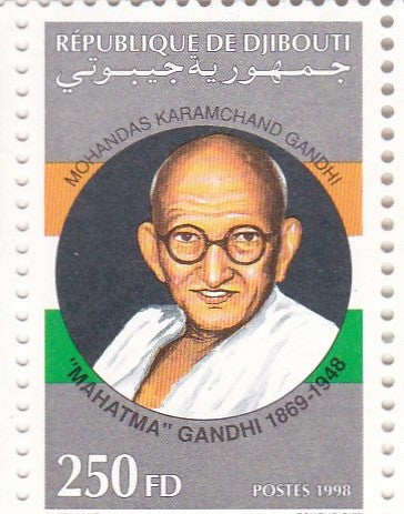 Djibouti- 1998 Mahatma Gandhi Single Stamp- 50 th death anniversary