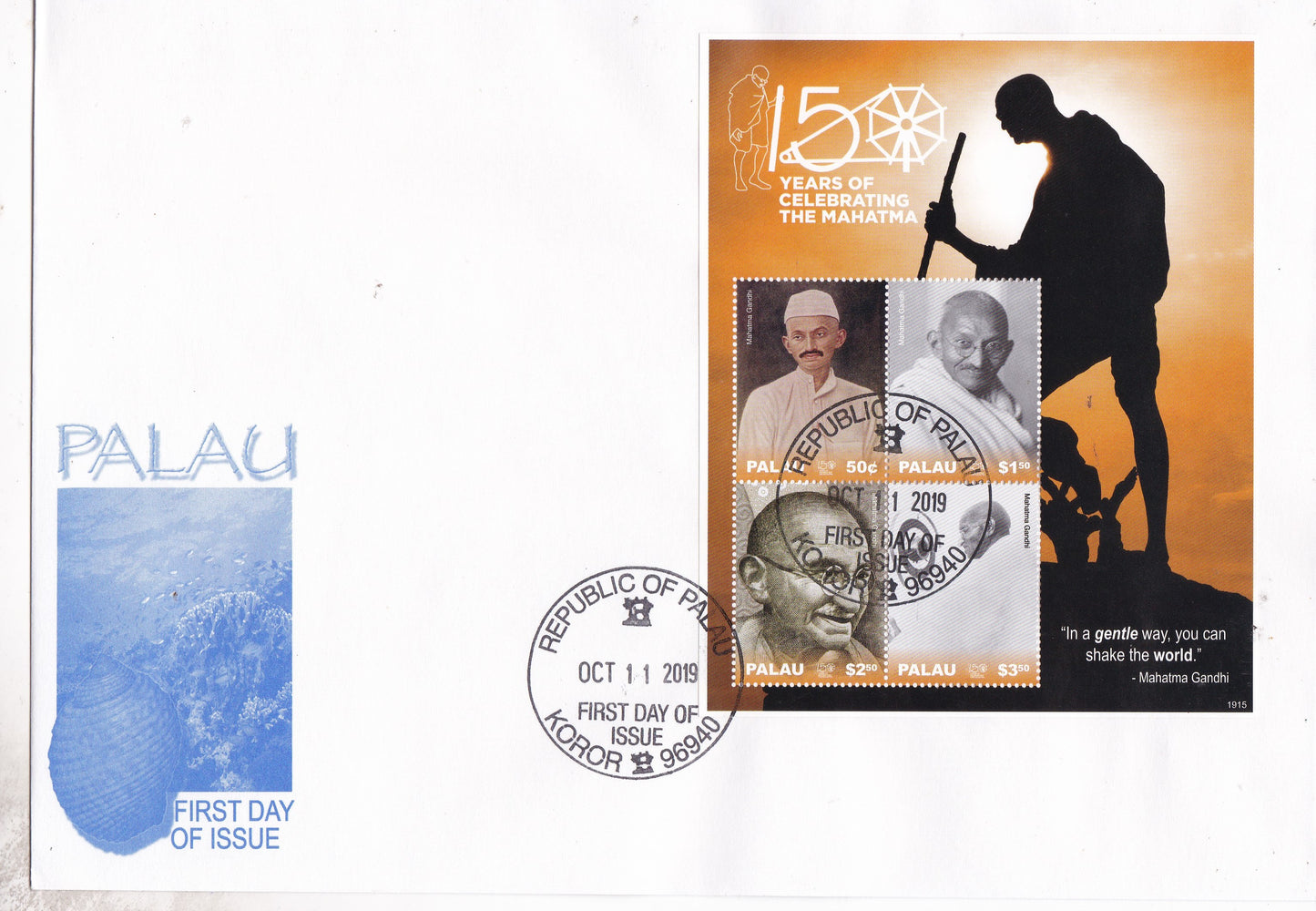 Palau-150th Birth Anniversary of Mahatma Gandhi FDC.