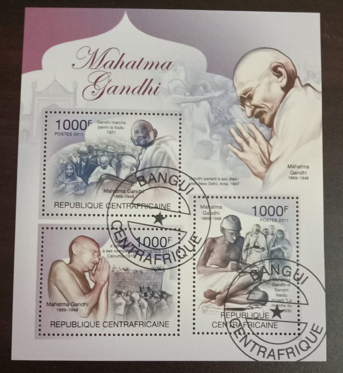 Central Africa 2011 CTO(Cancelled to order) MS on Gandhiji.