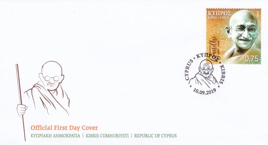 Cyprus Gandhi 150th anniversary mint stamp.2019-FDC.