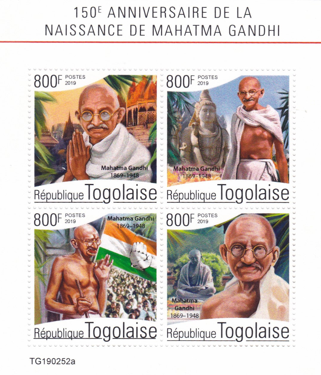 Togo-150th Anniversary of Mahatma Gandhi-pair of 2 ms