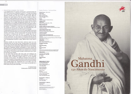 Portugal Gandhi Unusual ms-on Khadi in broucher with normal stamp also-both first day cancelled on official broucher